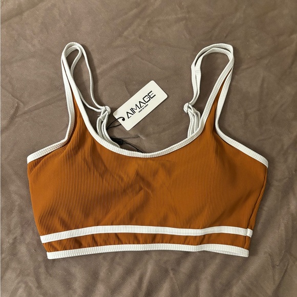 Amazon Other - NWT Apricot Brown Sporty Bikini Top - Small
